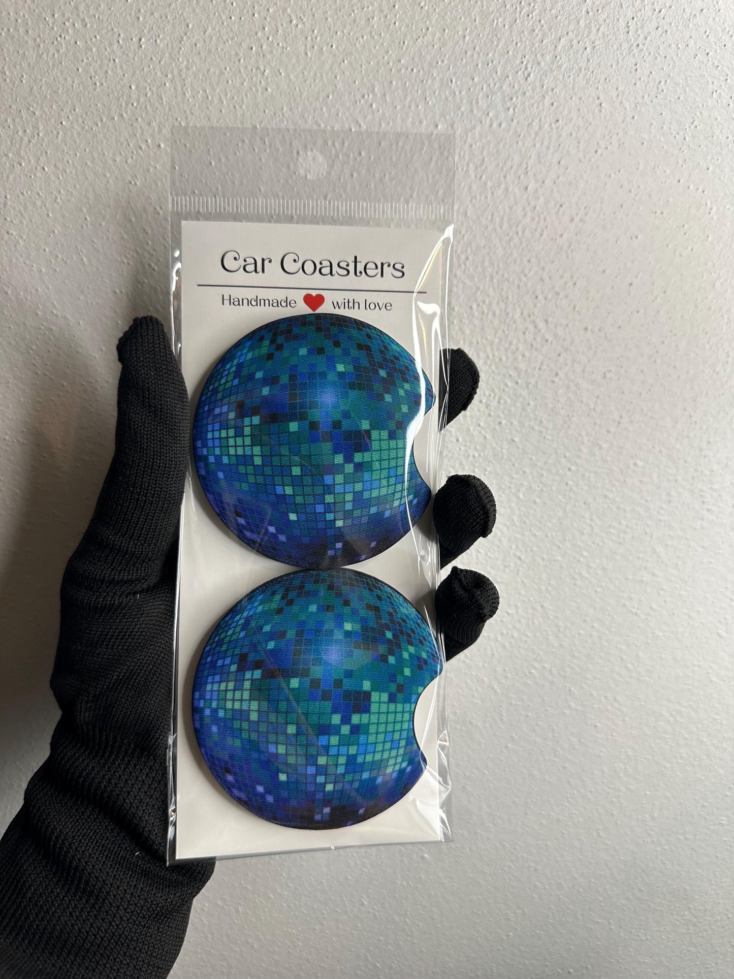 Disco Ball Car Coaster Set | Neoprene Cup Holder Accessory