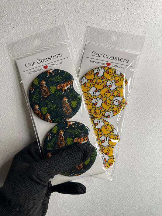 Rubber Duck | Floral Tiger | Neoprene Car Coaster Set