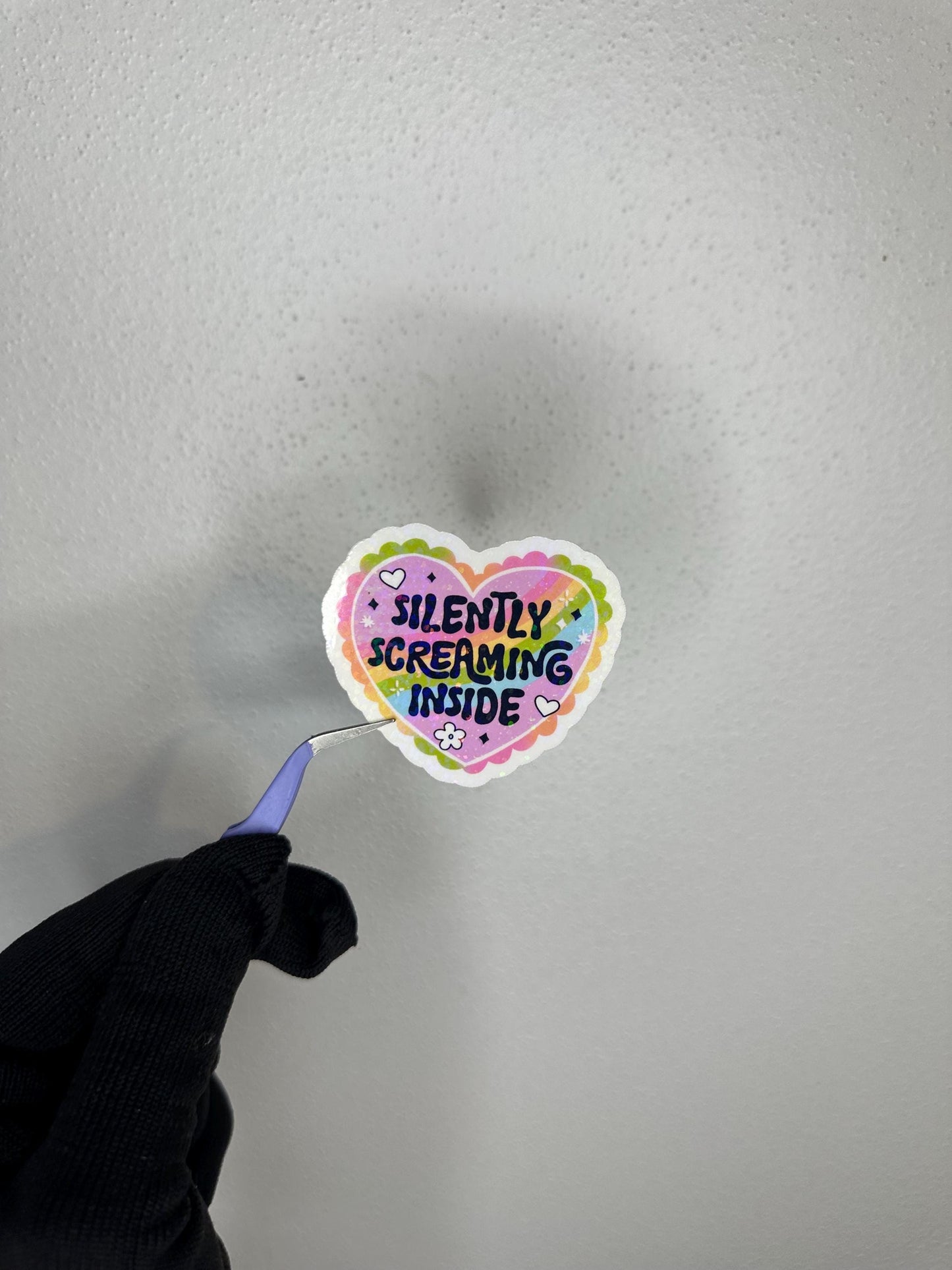 Silently Screaming Inside Sticker | Funny Mental Health Decal