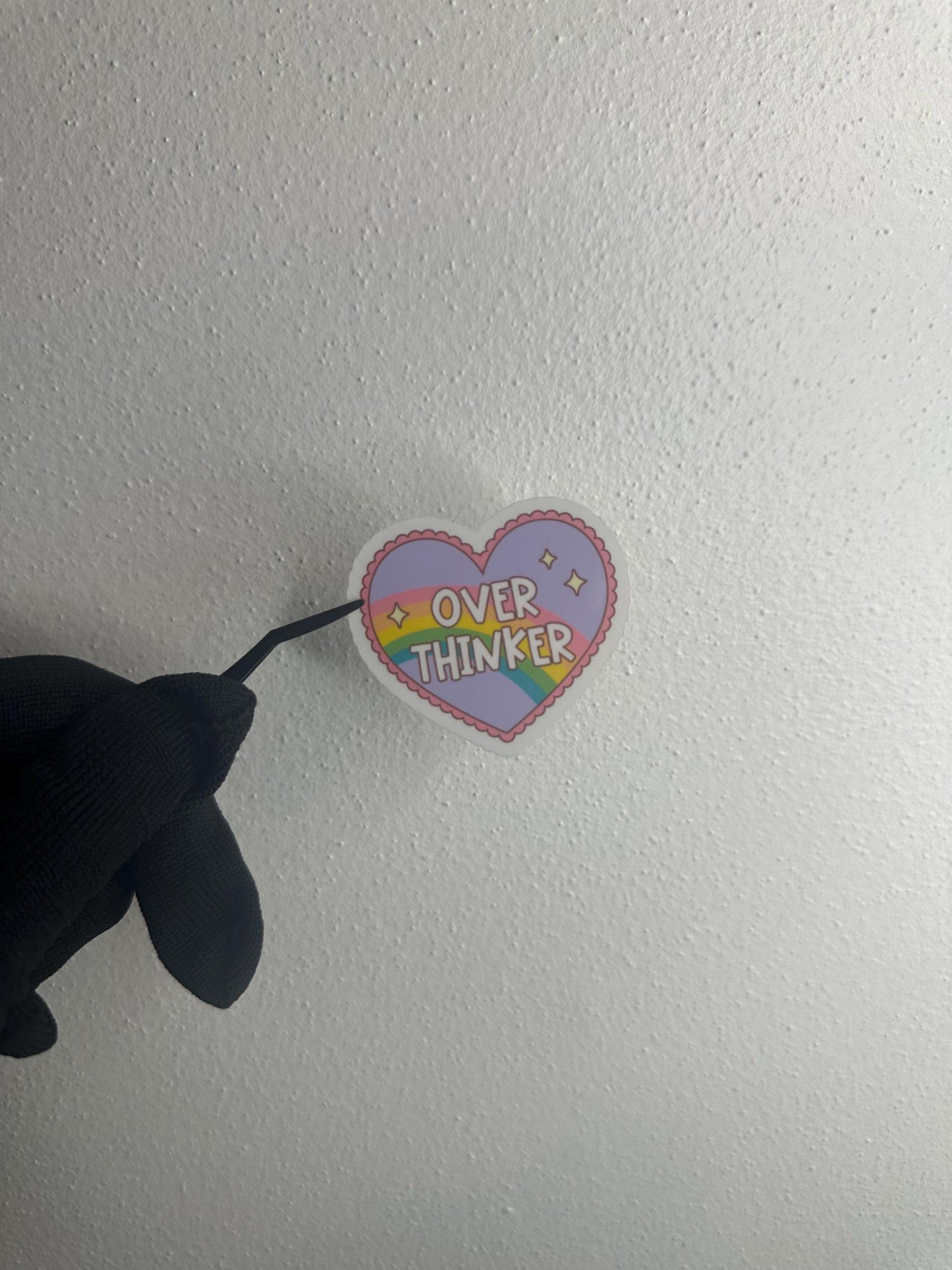 Overthinker Heart Sticker | Rainbow Heart Laptop Decal