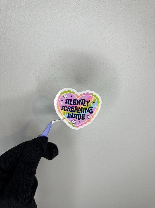 Silently Screaming Inside Sticker | Funny Mental Health Decal