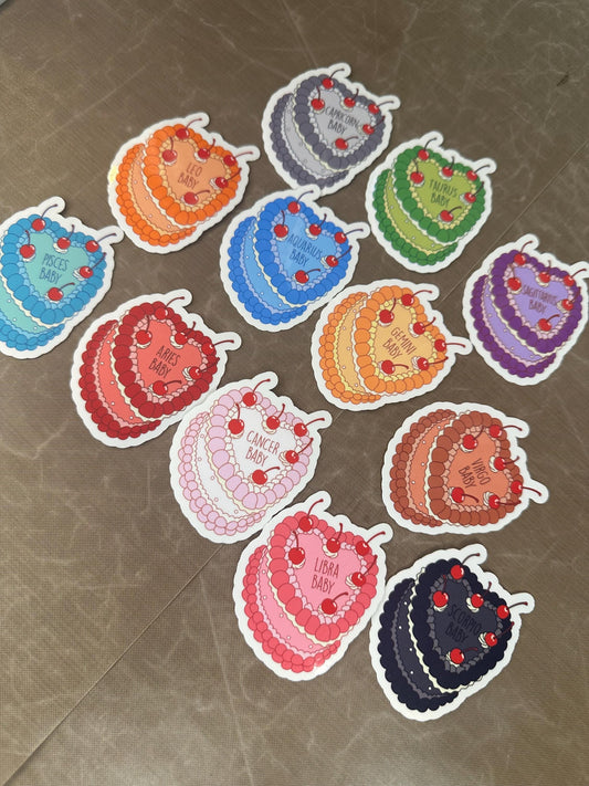 Zodiac Cake Sticker Bundle | Bookish Astrology Stickers | Kindle Accessories