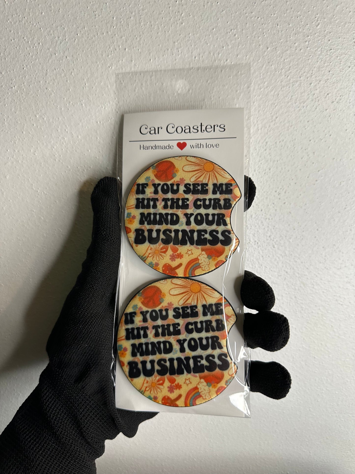 Funny Car Coasters | Cute Car Accessories | Fun Car Accessory | Holiday Gifts | Cup Coaster Set | Neoprene