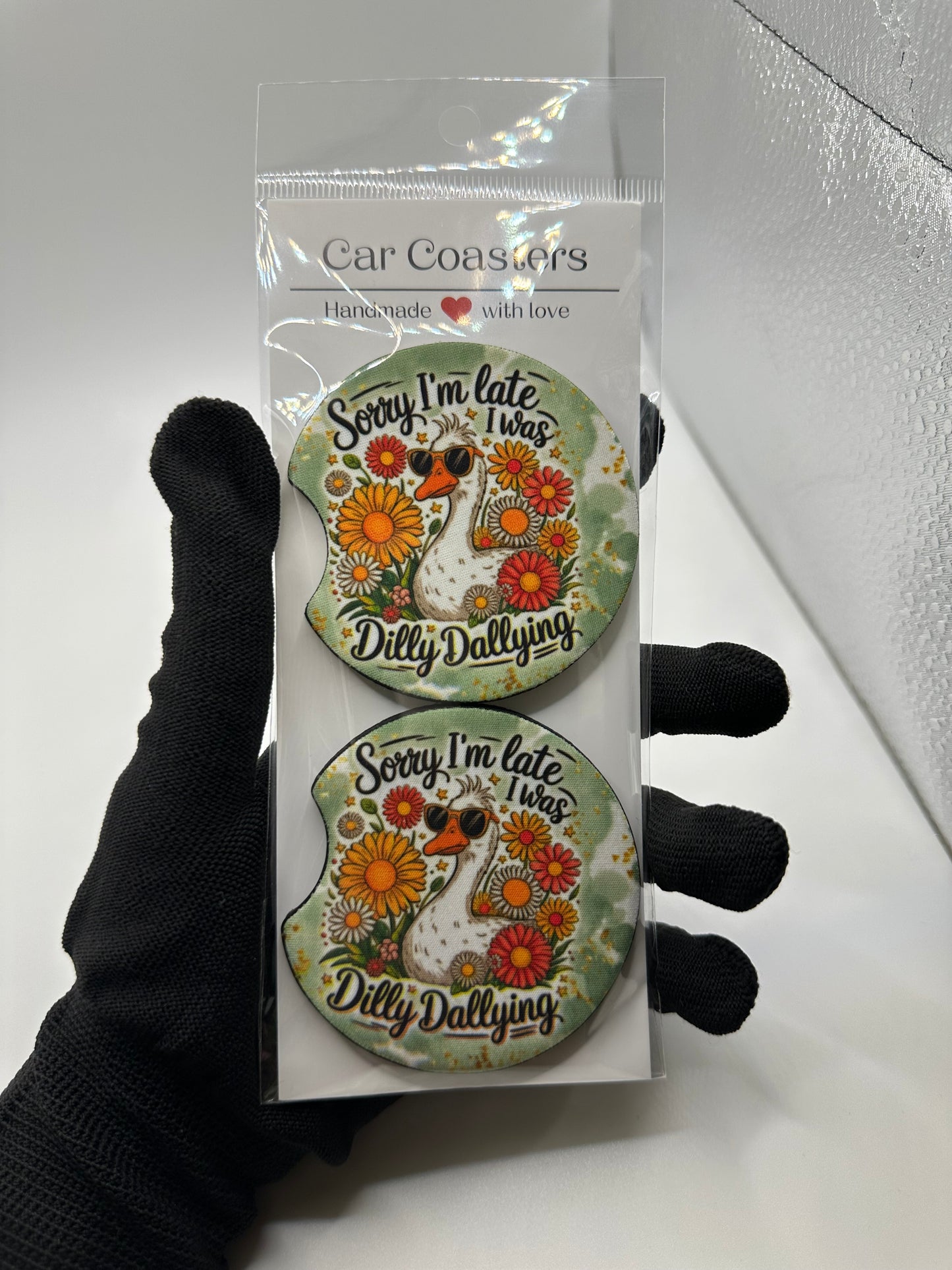 Funny Car Coasters | Cute Car Accessories | Fun Car Accessory | Holiday Gifts | Cup Coaster Set | Neoprene