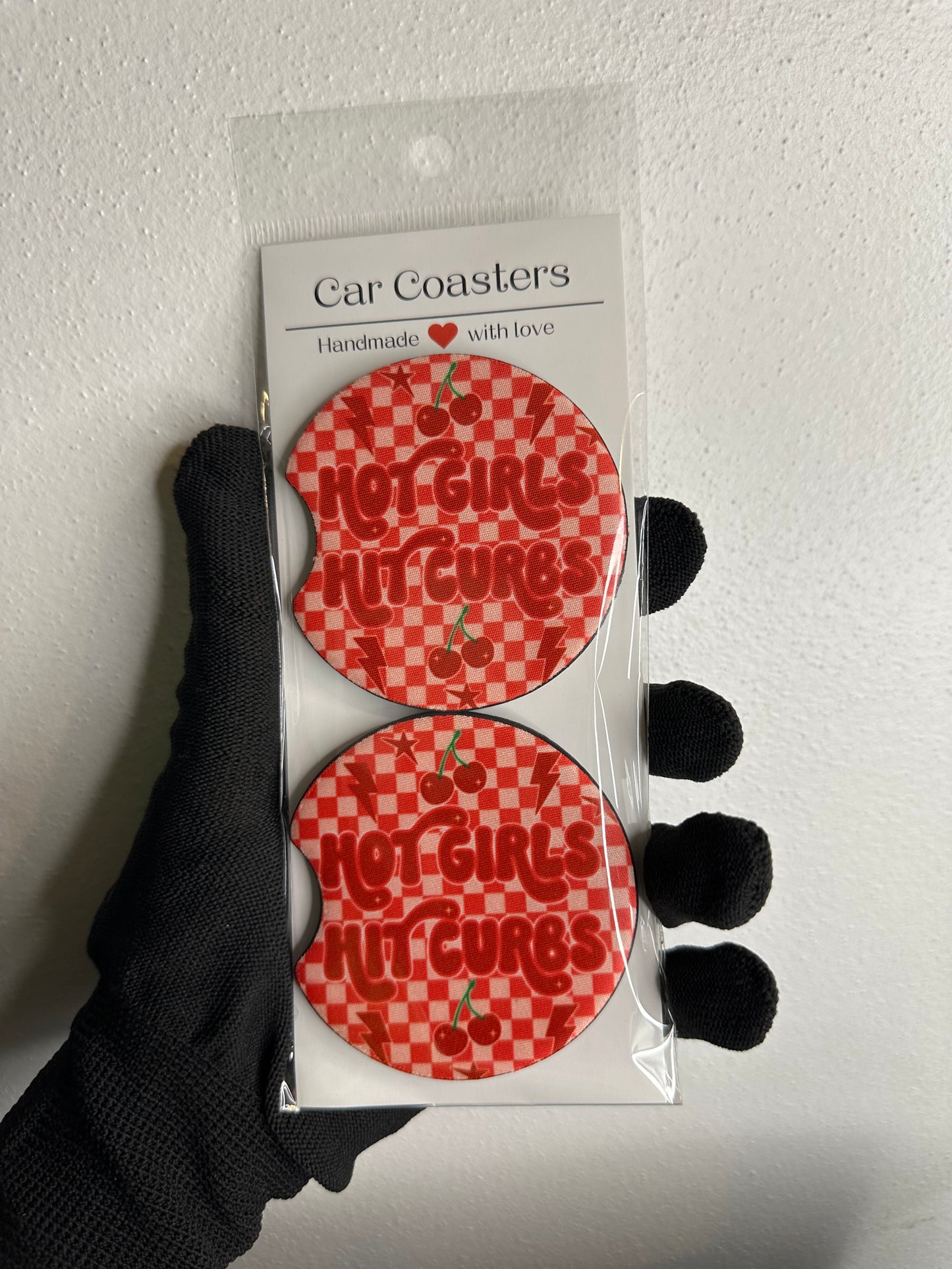 Funny Car Coasters | Cute Car Accessories | Fun Car Accessory | Holiday Gifts | Cup Coaster Set | Neoprene