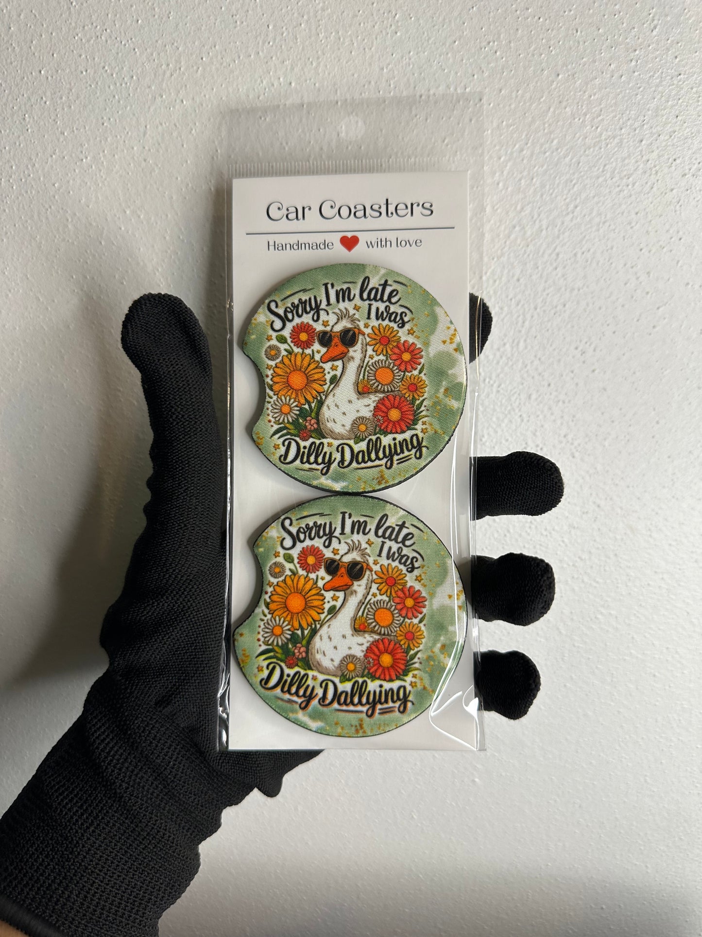 Funny Car Coasters | Cute Car Accessories | Fun Car Accessory | Holiday Gifts | Cup Coaster Set | Neoprene