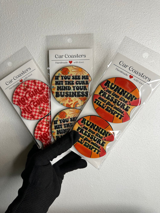 Funny Car Coasters | Cute Car Accessories | Fun Car Accessory | Holiday Gifts | Cup Coaster Set | Neoprene