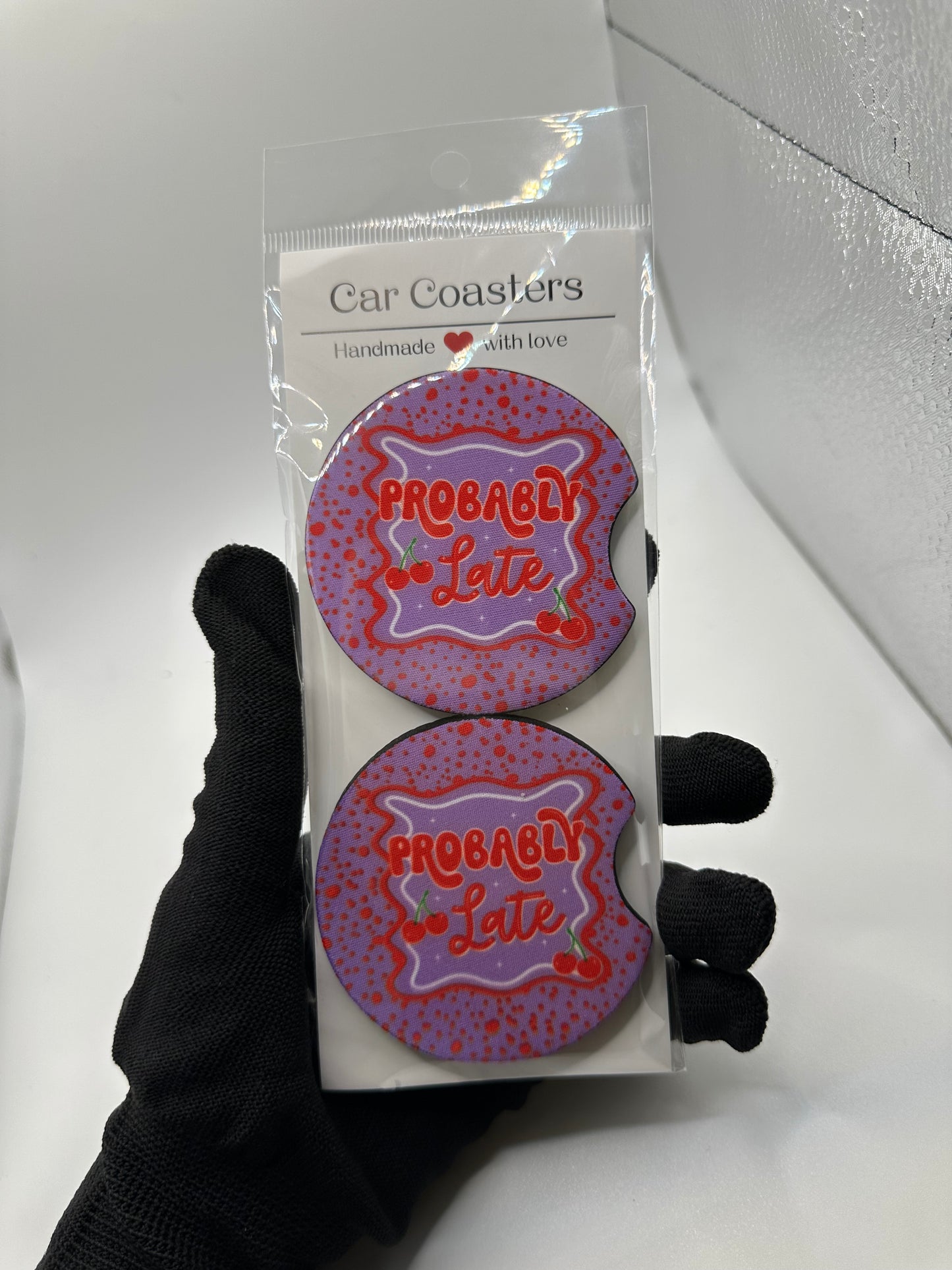 Funny Car Coasters | Cute Car Accessories | Fun Car Accessory | Holiday Gifts | Cup Coaster Set | Neoprene