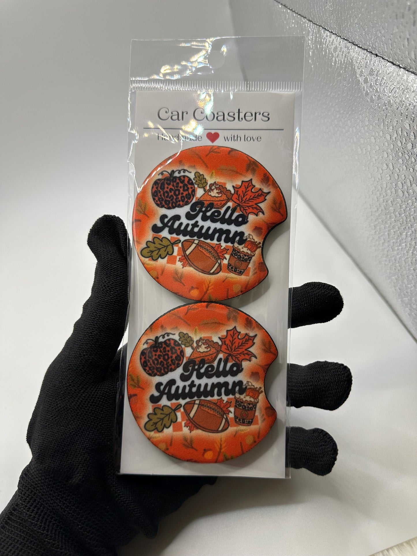 Fall Car Coasters | Cute Car Accessories | Seasonal Car Accessory | Holiday Gifts | Cup Coaster Set | Neoprene