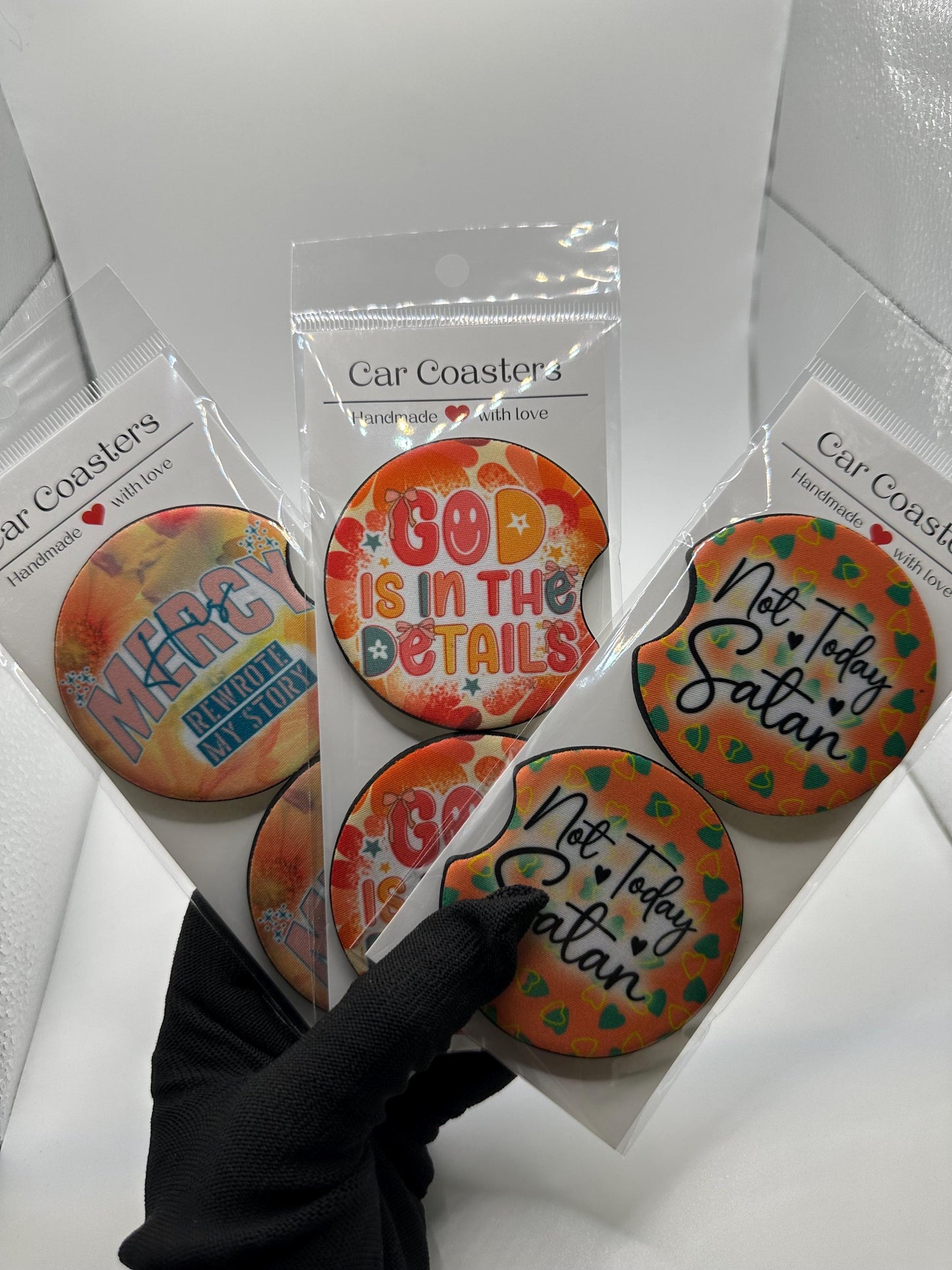 Christian Car Coasters | Cute Car Accessories | Seasonal Car Accessory | Holiday Gifts | Cup Coaster Set | Neoprene