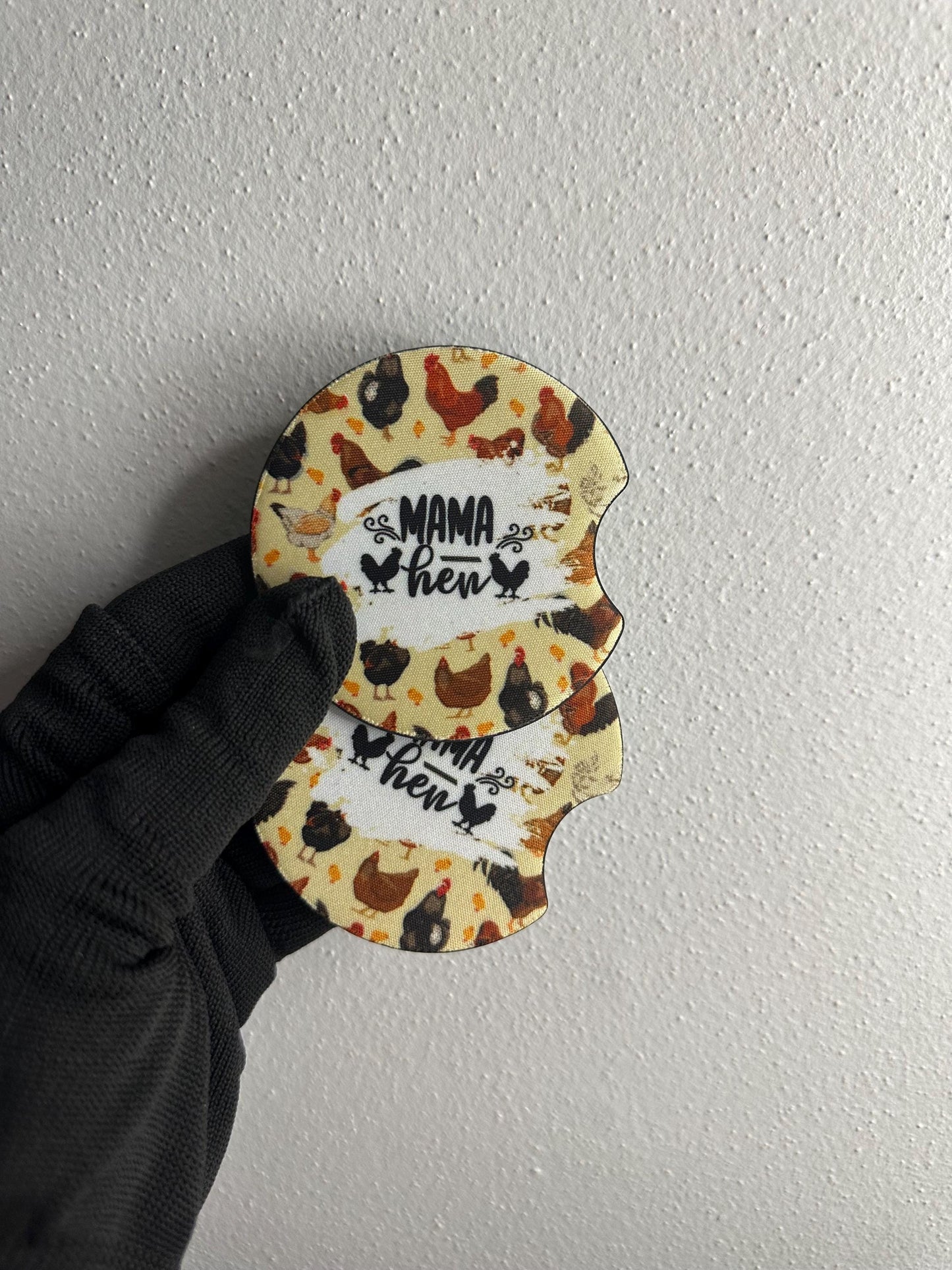 Chicken Car Coaster | Handmade Neoprene Cup Coaster Set