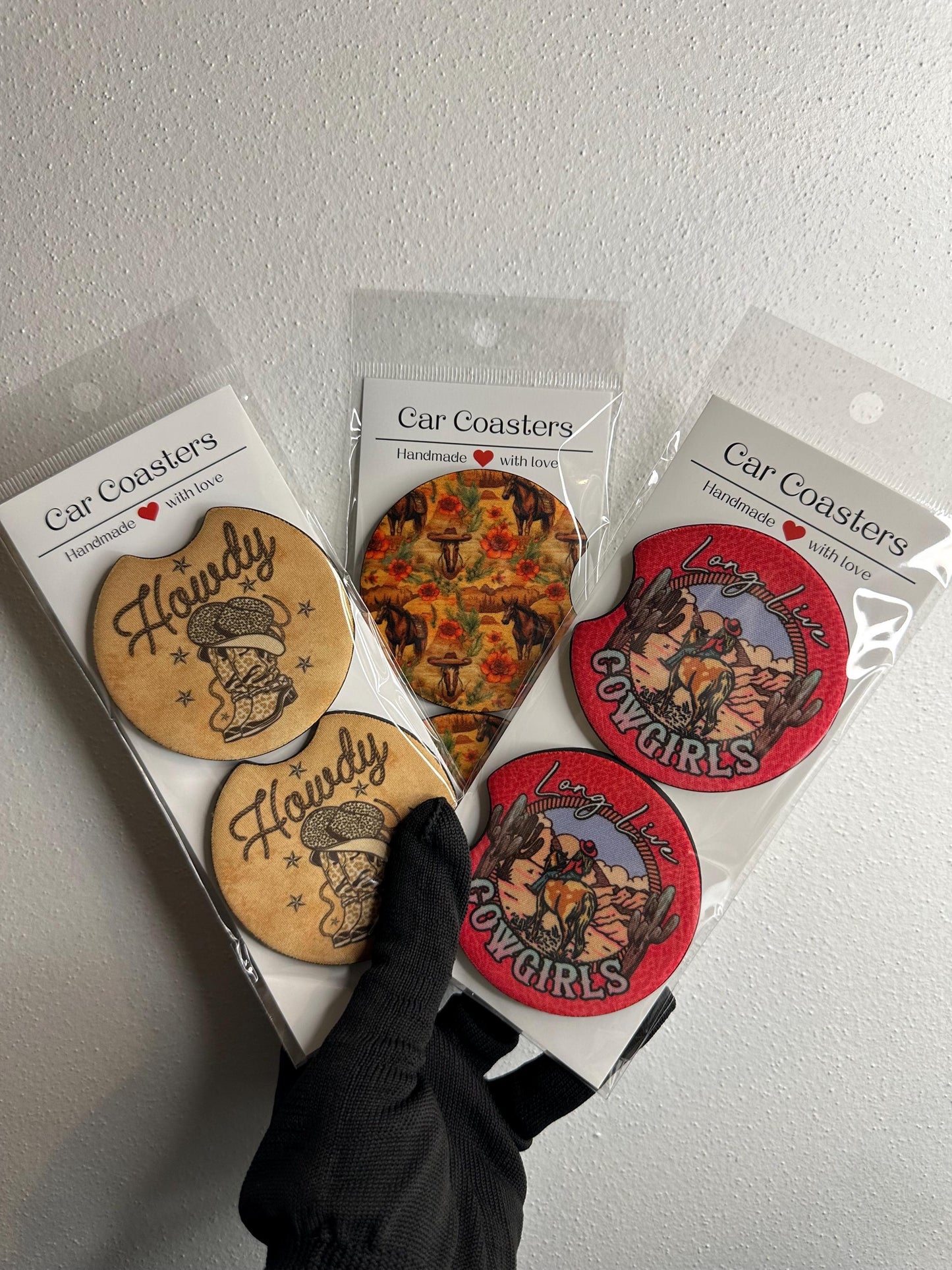 Western Neoprene Car Coaster Set | Country Car Accessory
