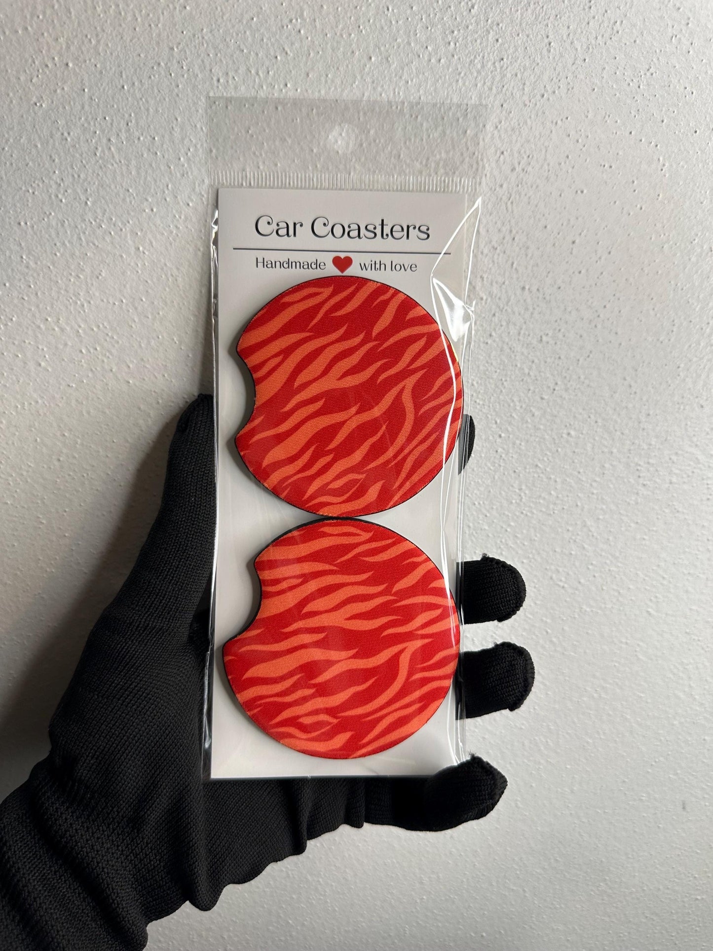 Animal Print Neoprene Car Coaster Set | Handmade Accessories