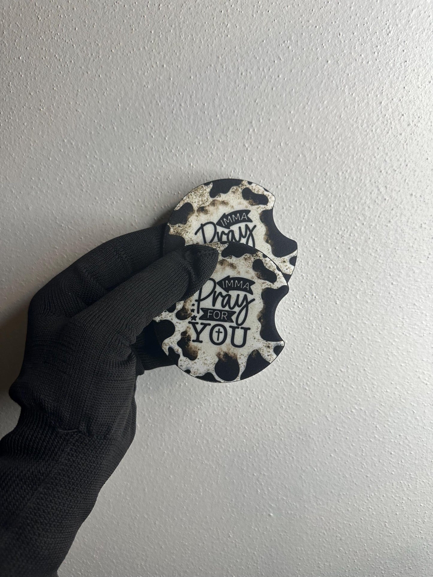 Faith Car Coasters | Handmade Neoprene Cup Holder Set