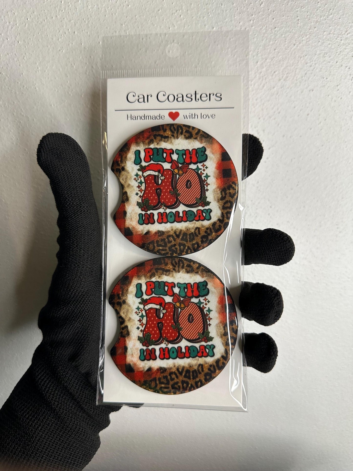 Christmas Car Coasters | Cute Car Accessories | Seasonal Car Accessory | Holiday Gifts | Cup Coaster Set | Neoprene