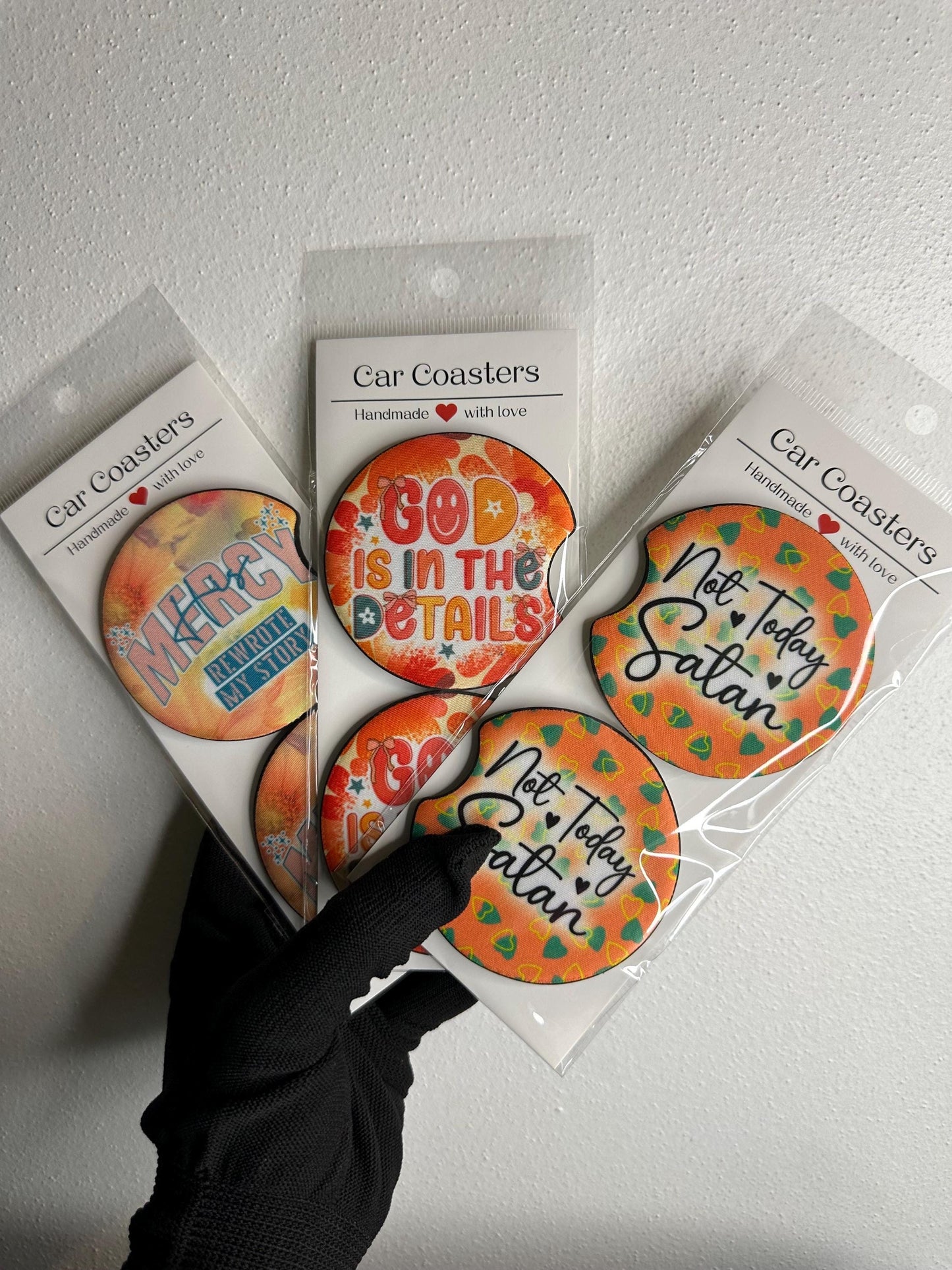 Christian Car Coasters | Cute Car Accessories | Seasonal Car Accessory | Holiday Gifts | Cup Coaster Set | Neoprene