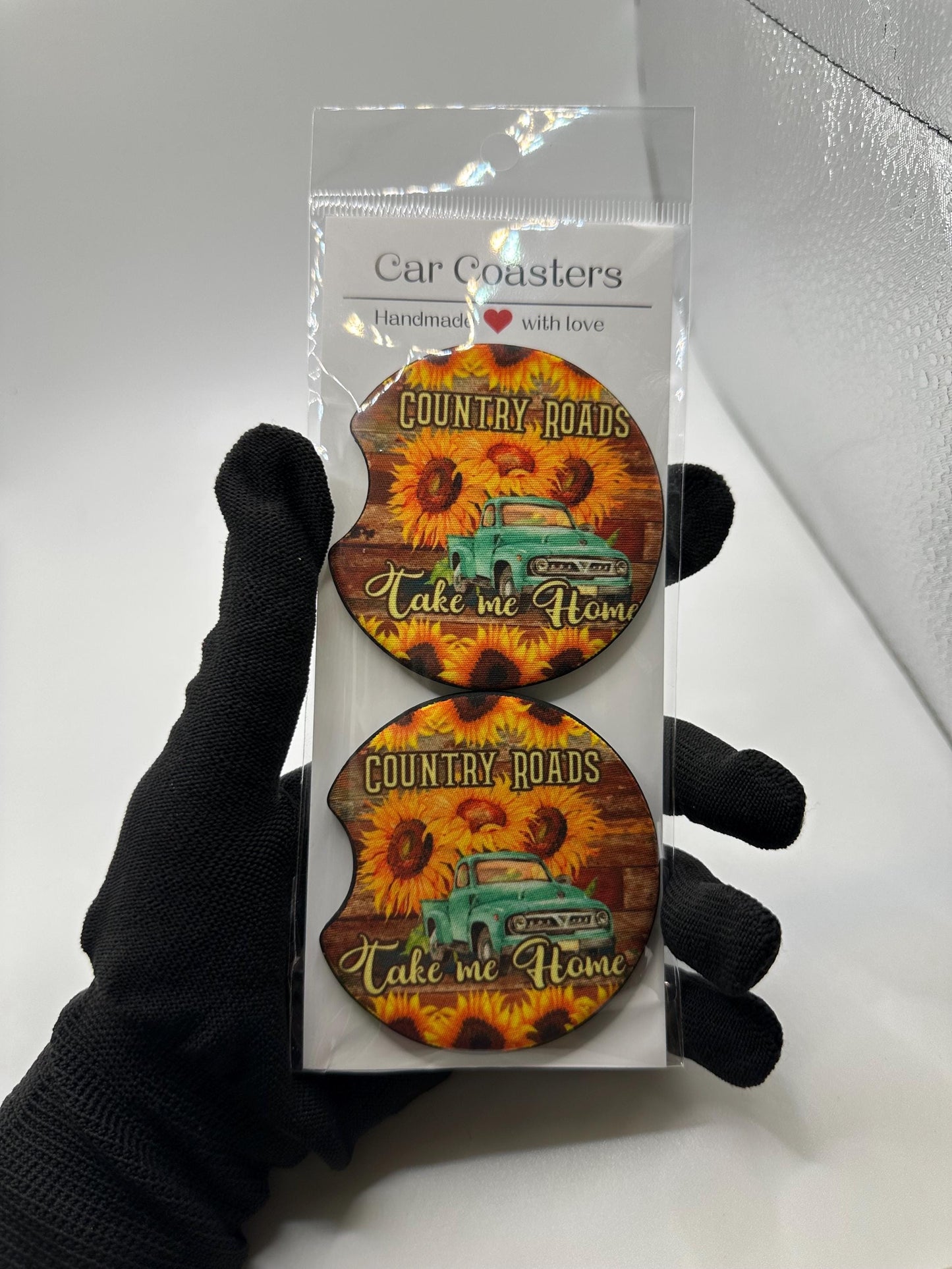 Country Roads Take Me Home Car Coaster | Cute Car Accessories | Car Accessory | Cup Coaster Set | Neoprene