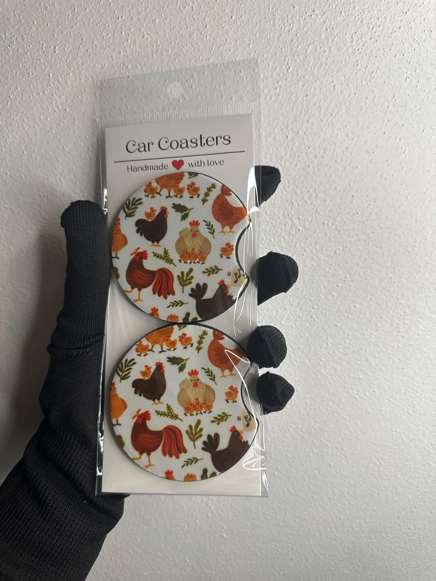 Chicken Car Coaster | Handmade Neoprene Cup Coaster Set