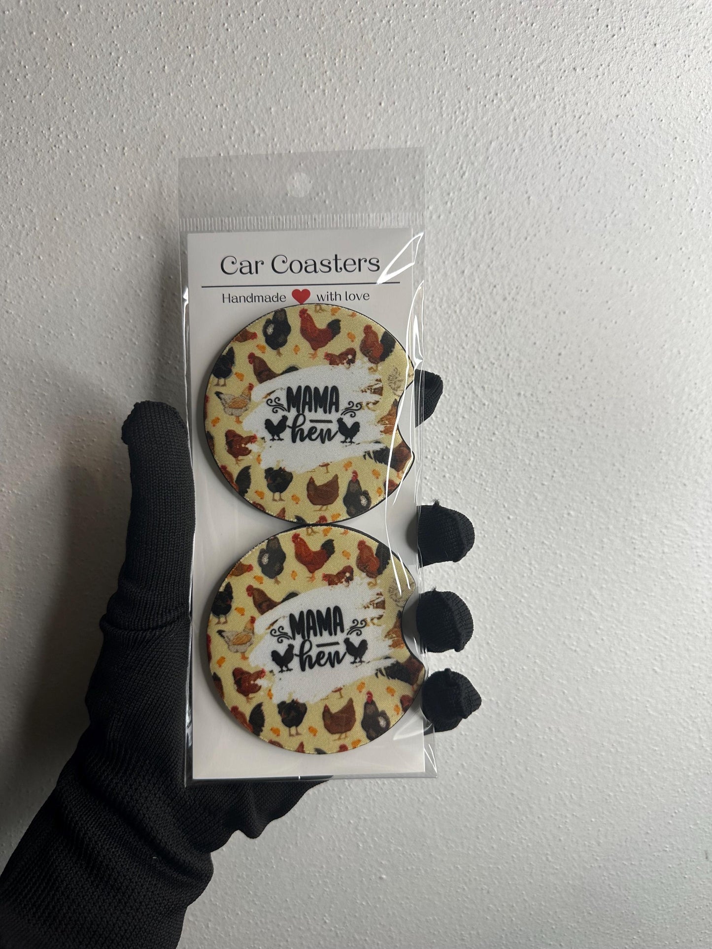 Chicken Car Coaster | Handmade Neoprene Cup Coaster Set