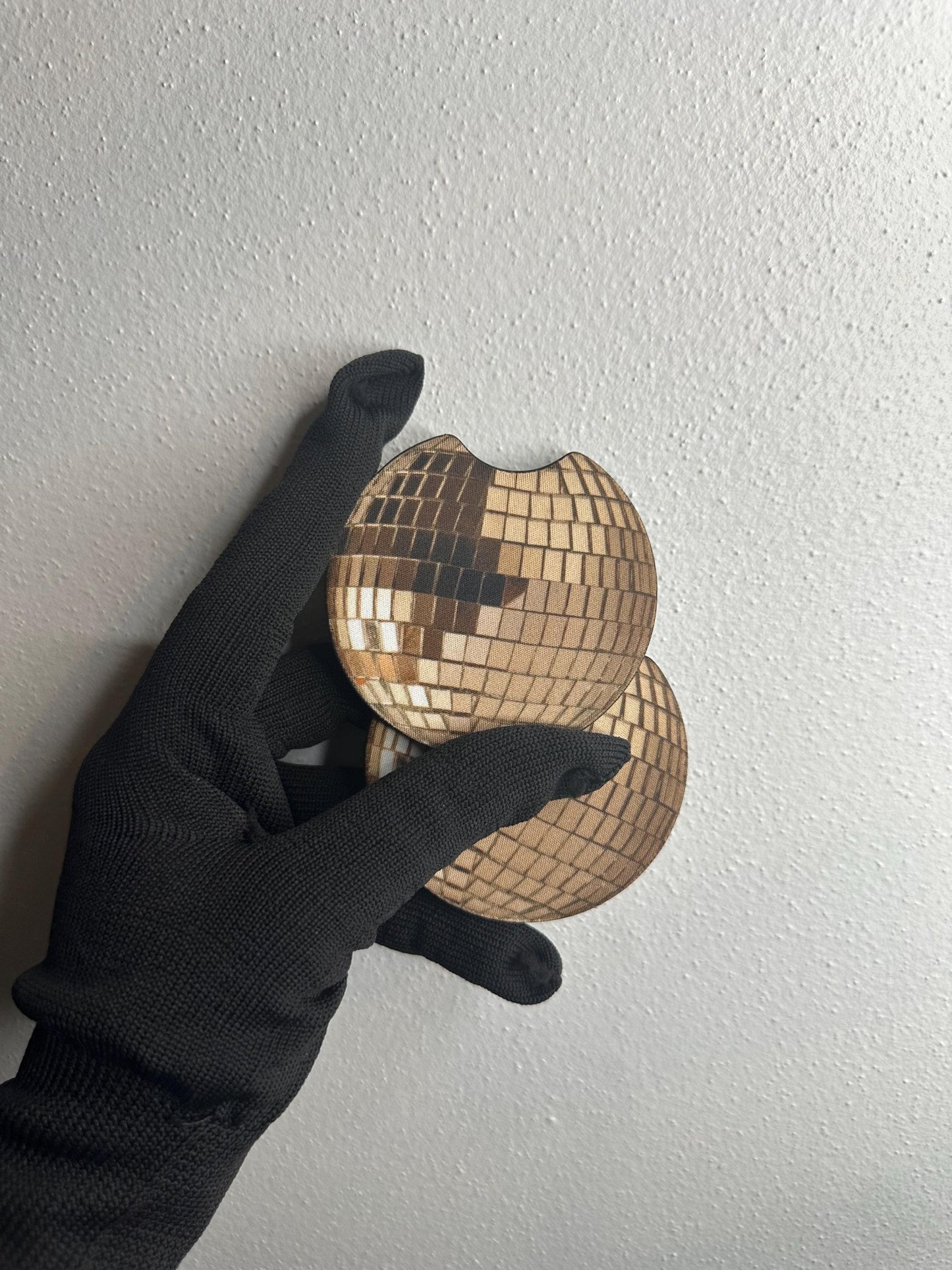 Disco Ball Car Coaster Set | Neoprene Cup Holder Accessory
