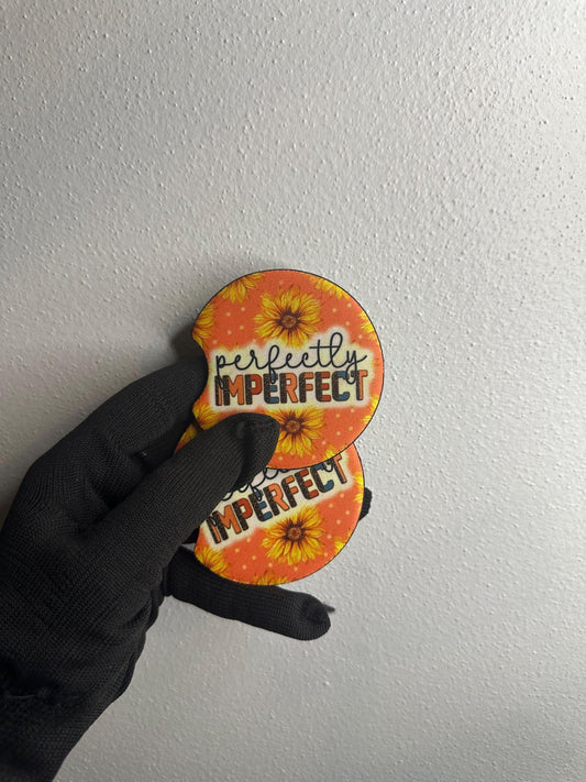Crying But Trying | Perfectly Imperfect | Neoprene Car Coaster Set