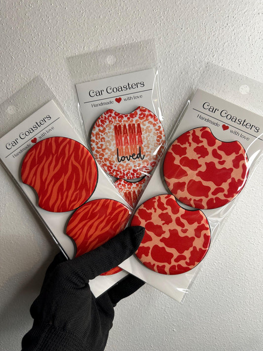 Animal Print Neoprene Car Coaster Set | Handmade Accessories
