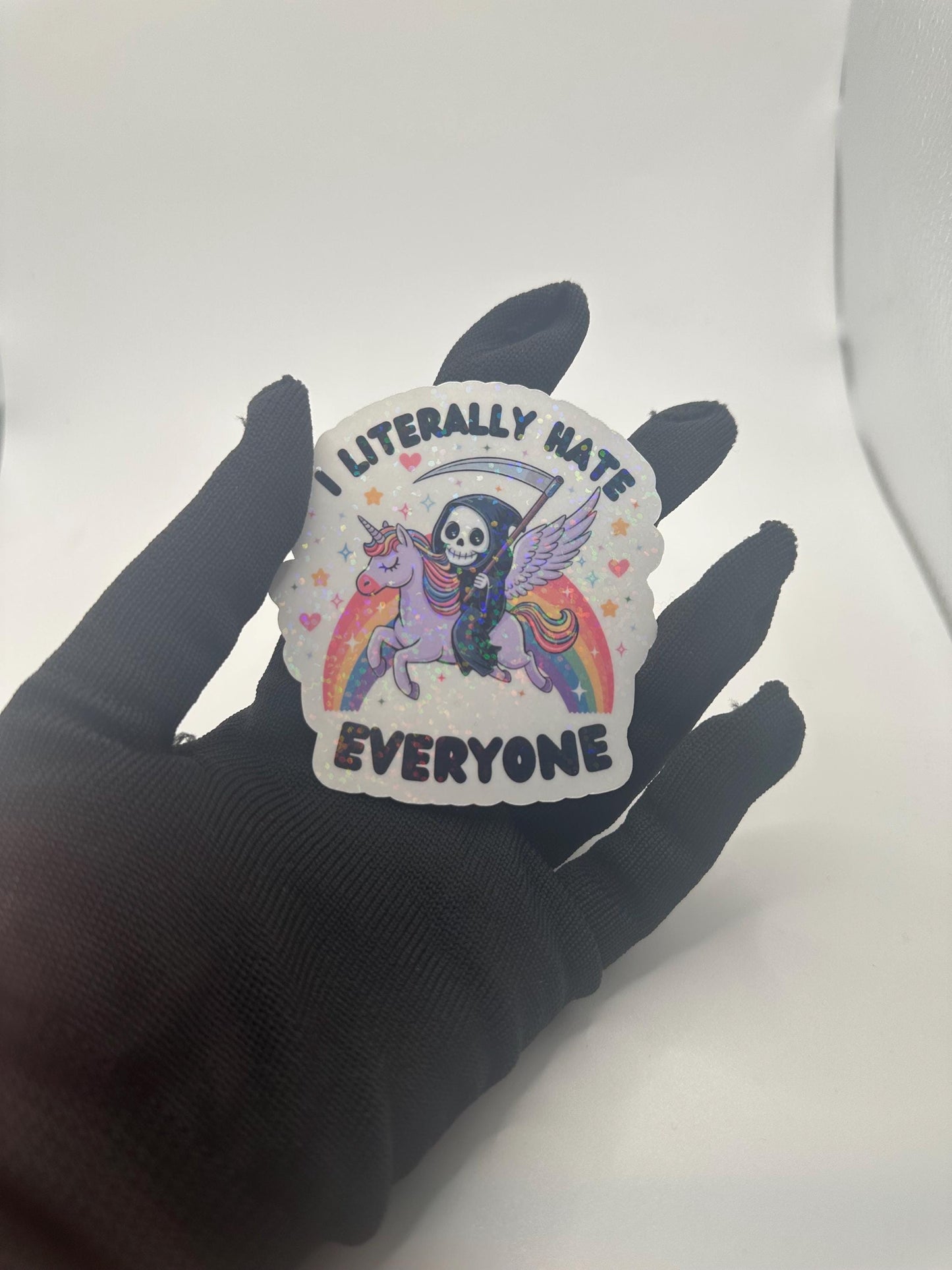 Funny Grumpy Reaper Unicorn Sticker | Dark Humor Gift