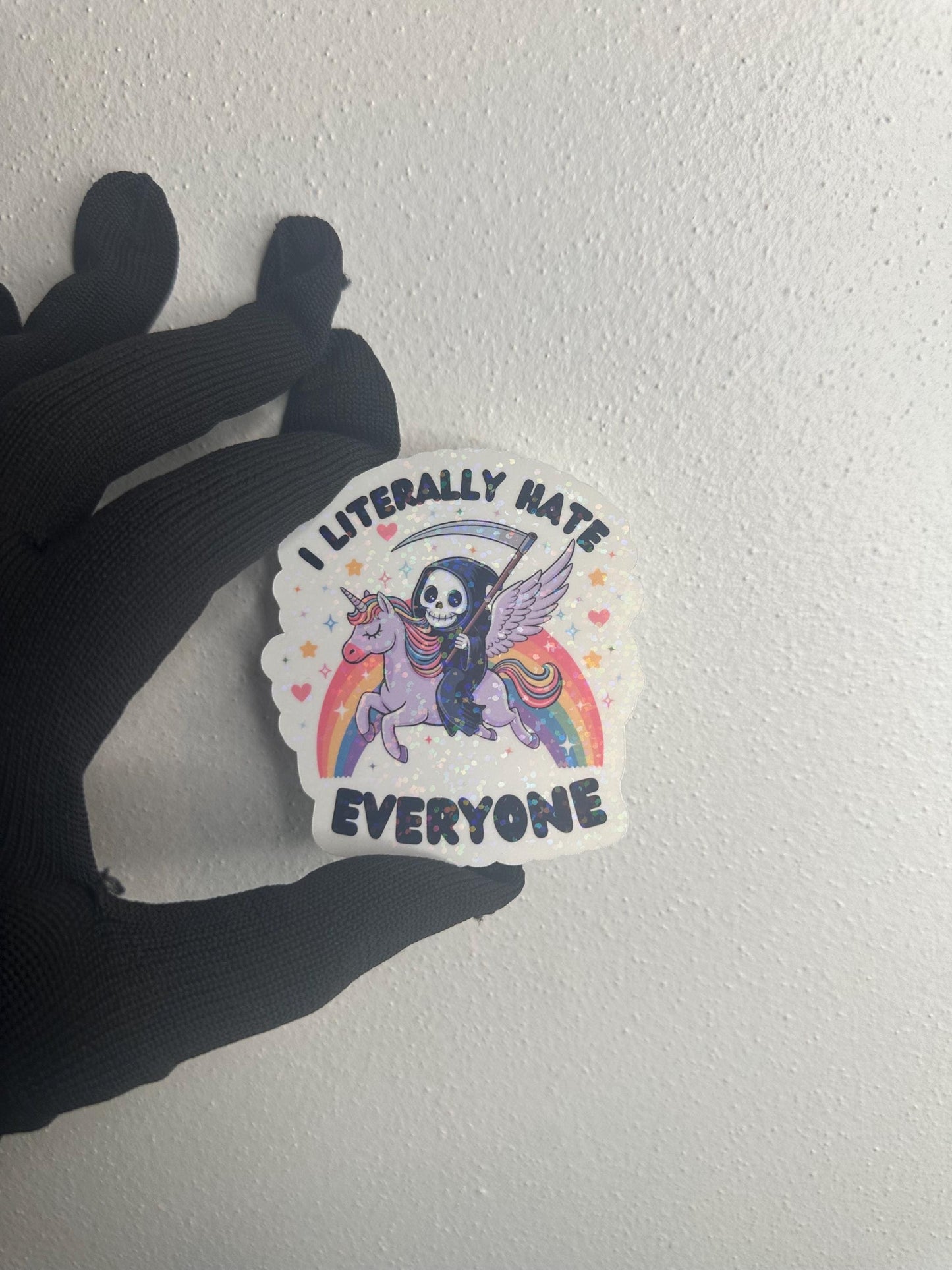 Funny Grumpy Reaper Unicorn Sticker | Dark Humor Gift