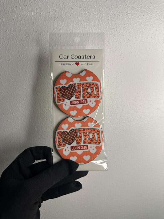 John 3:16 Christian Car Coaster Set | Neoprene Cup Coasters