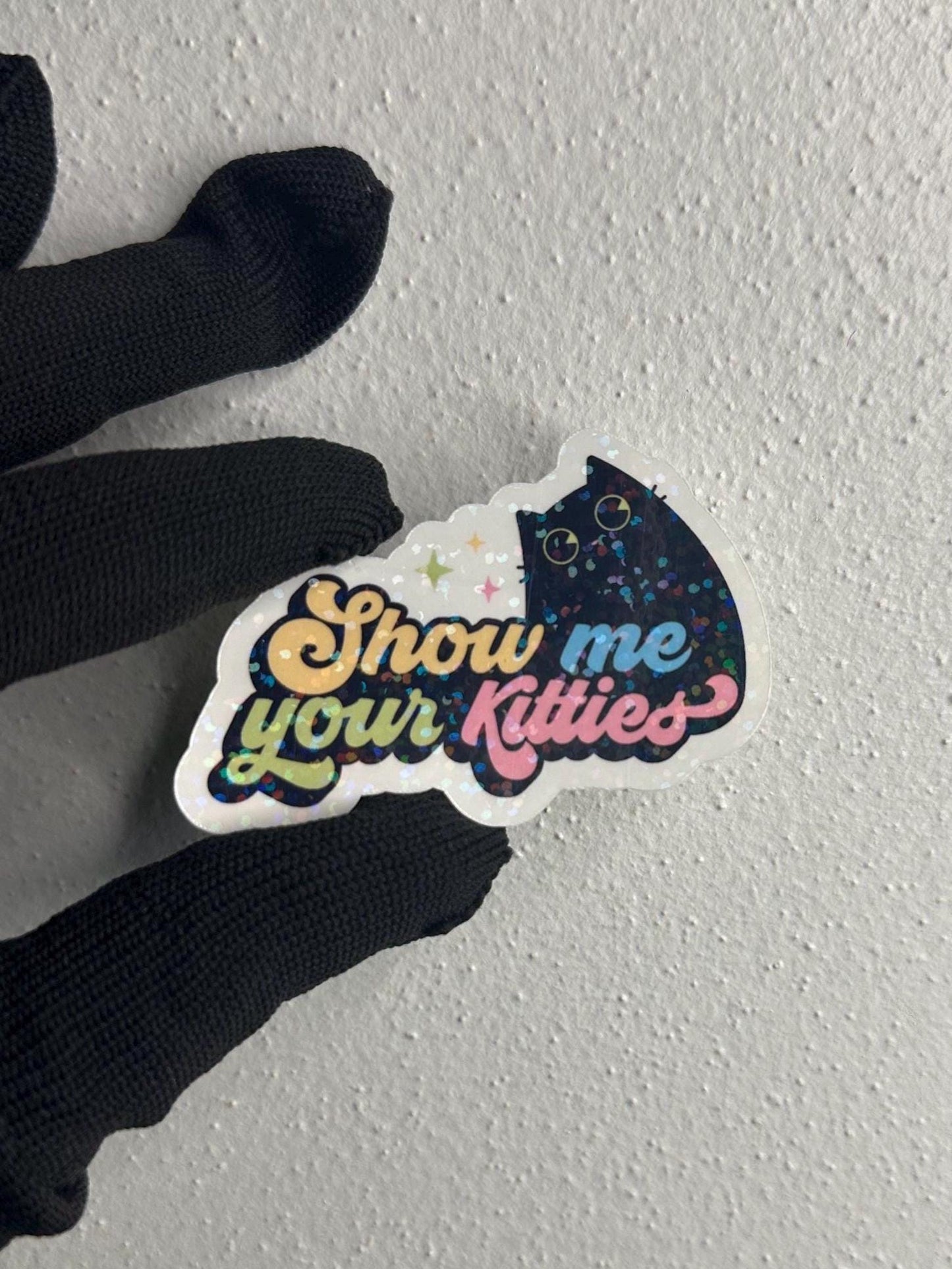 Show Me Your Kitties Sticker | Funny Black Cat Laptop Decal