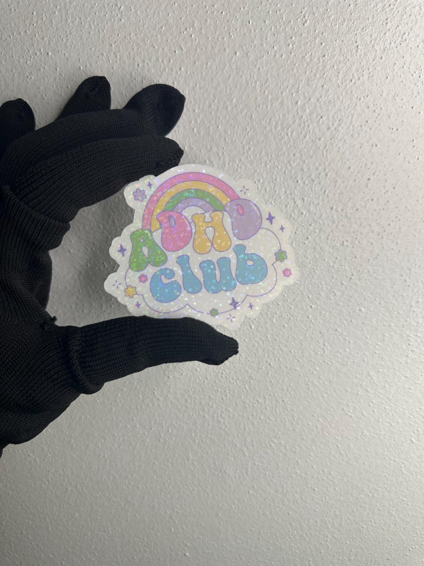 ADHD Club Sticker | Holographic Vinyl, Laptop Decal
