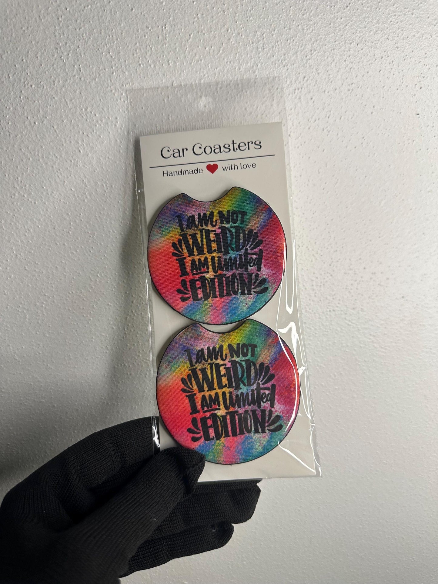 Funny Car Coasters | "I Am Not Weird" Neoprene Cup Holder Set