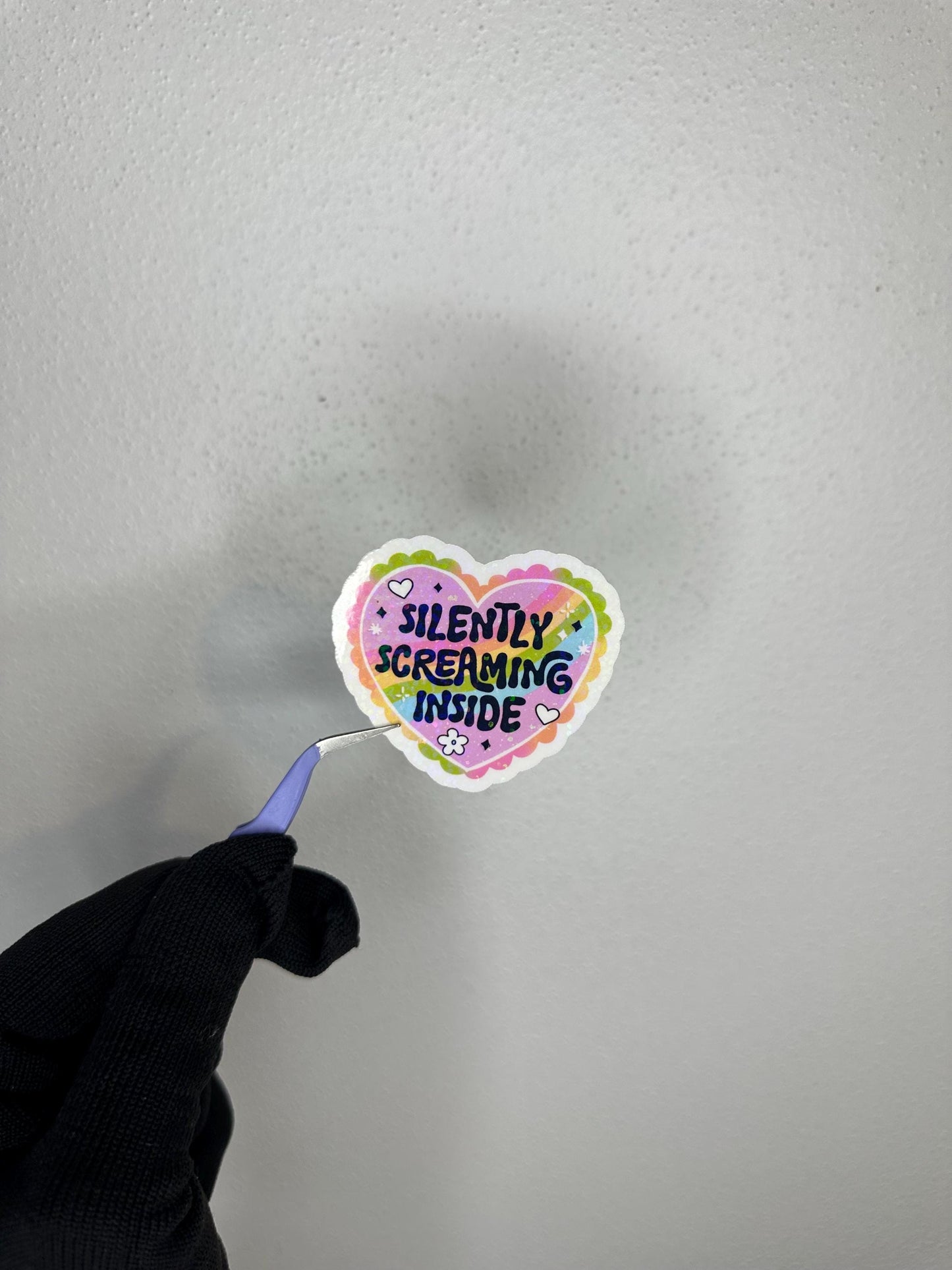 Silently Screaming Inside Sticker | Funny Mental Health Decal