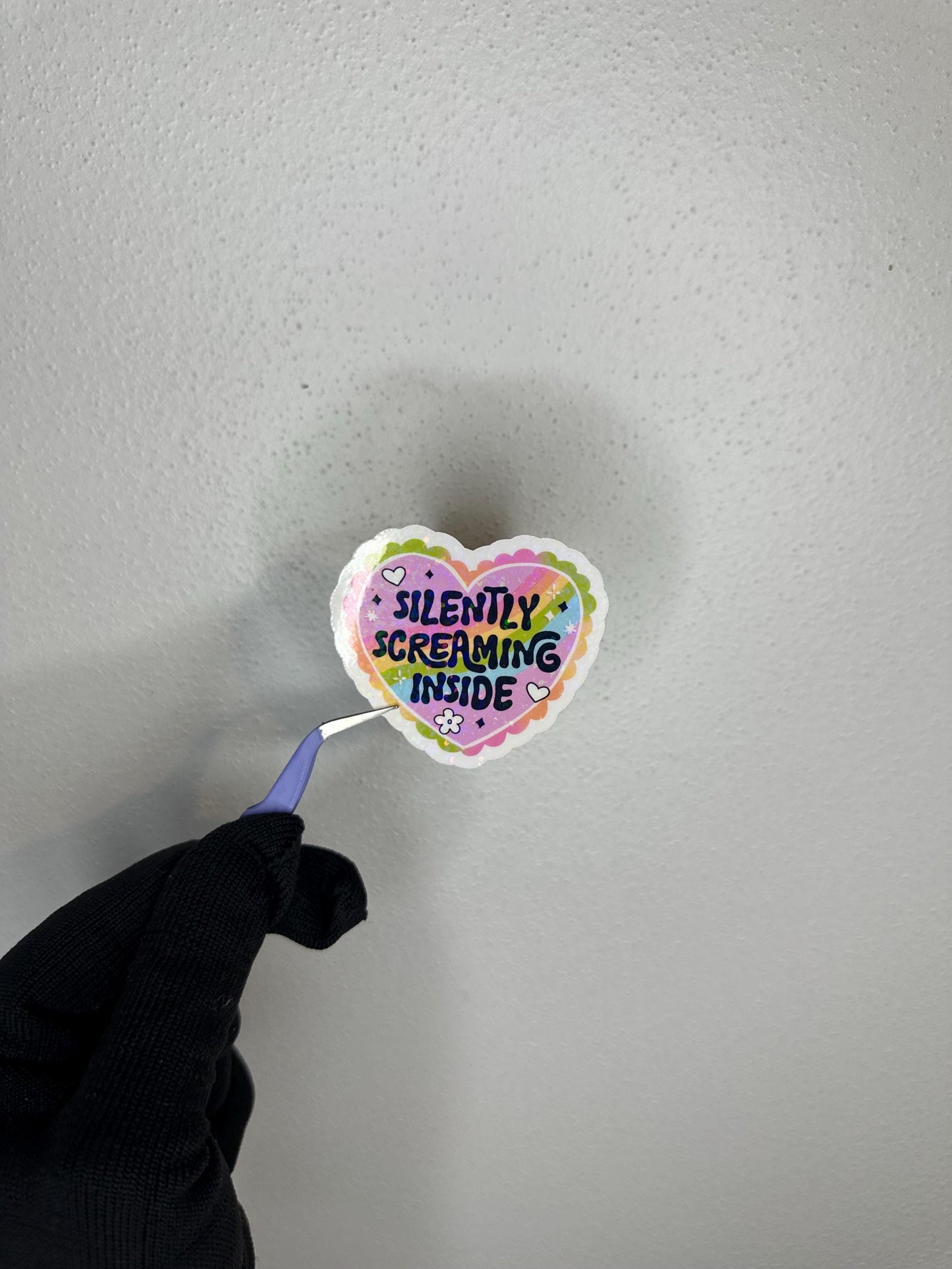 Silently Screaming Inside Sticker | Funny Mental Health Decal