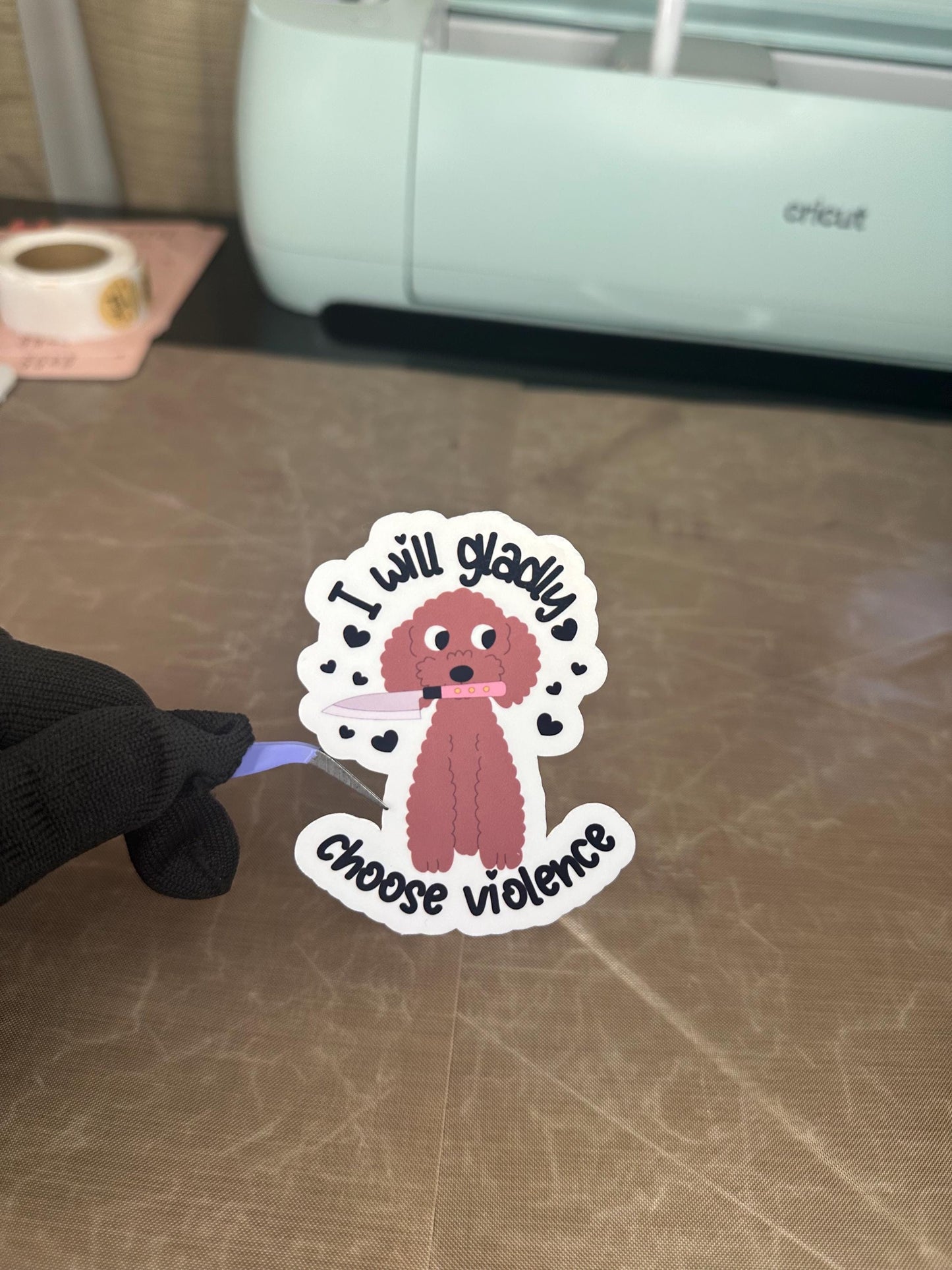 I Will Gladly Choose Violence Dog Vinyl Sticker | Funny Dark Humor Gift