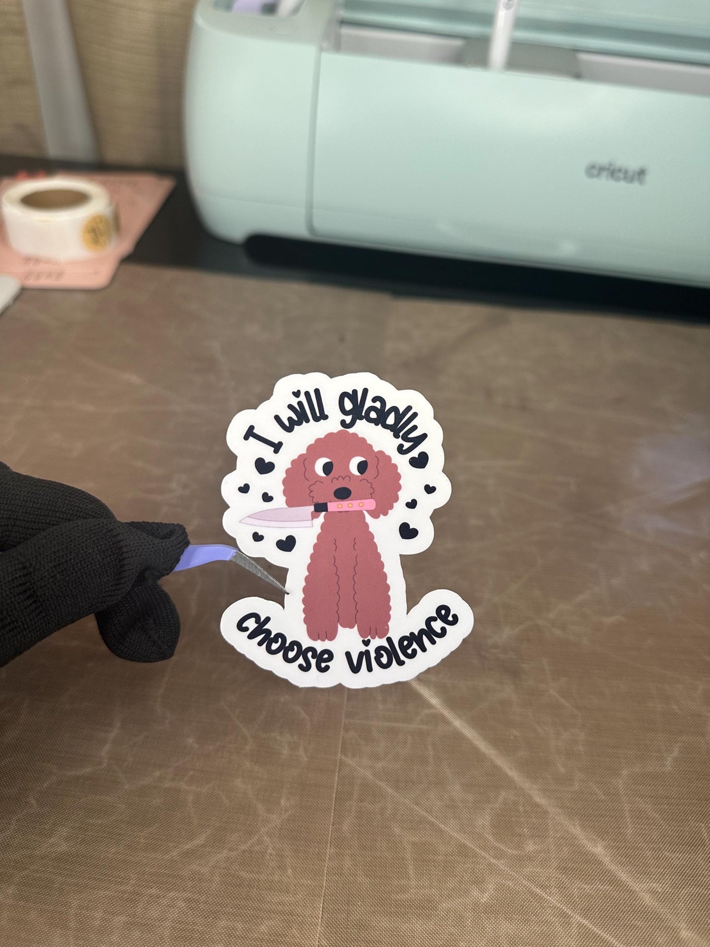I Will Gladly Choose Violence Dog Vinyl Sticker | Funny Dark Humor Gift