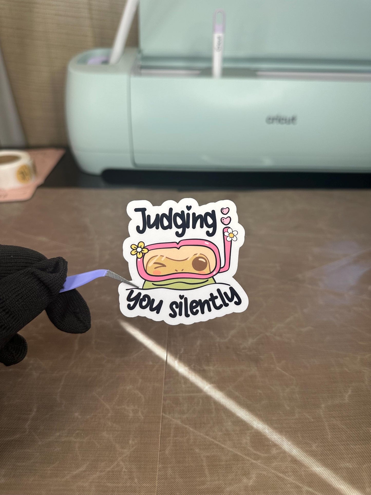 Judging You Silently | Funny Adult Humor Sticker | Laptop, Kindle Accessory