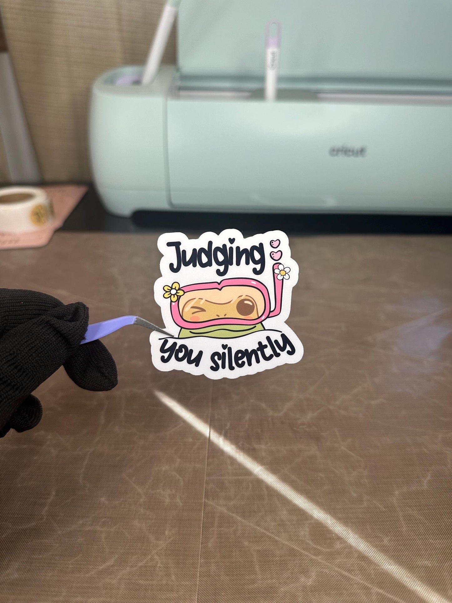 Judging You Silently | Funny Adult Humor Sticker | Laptop, Kindle Accessory