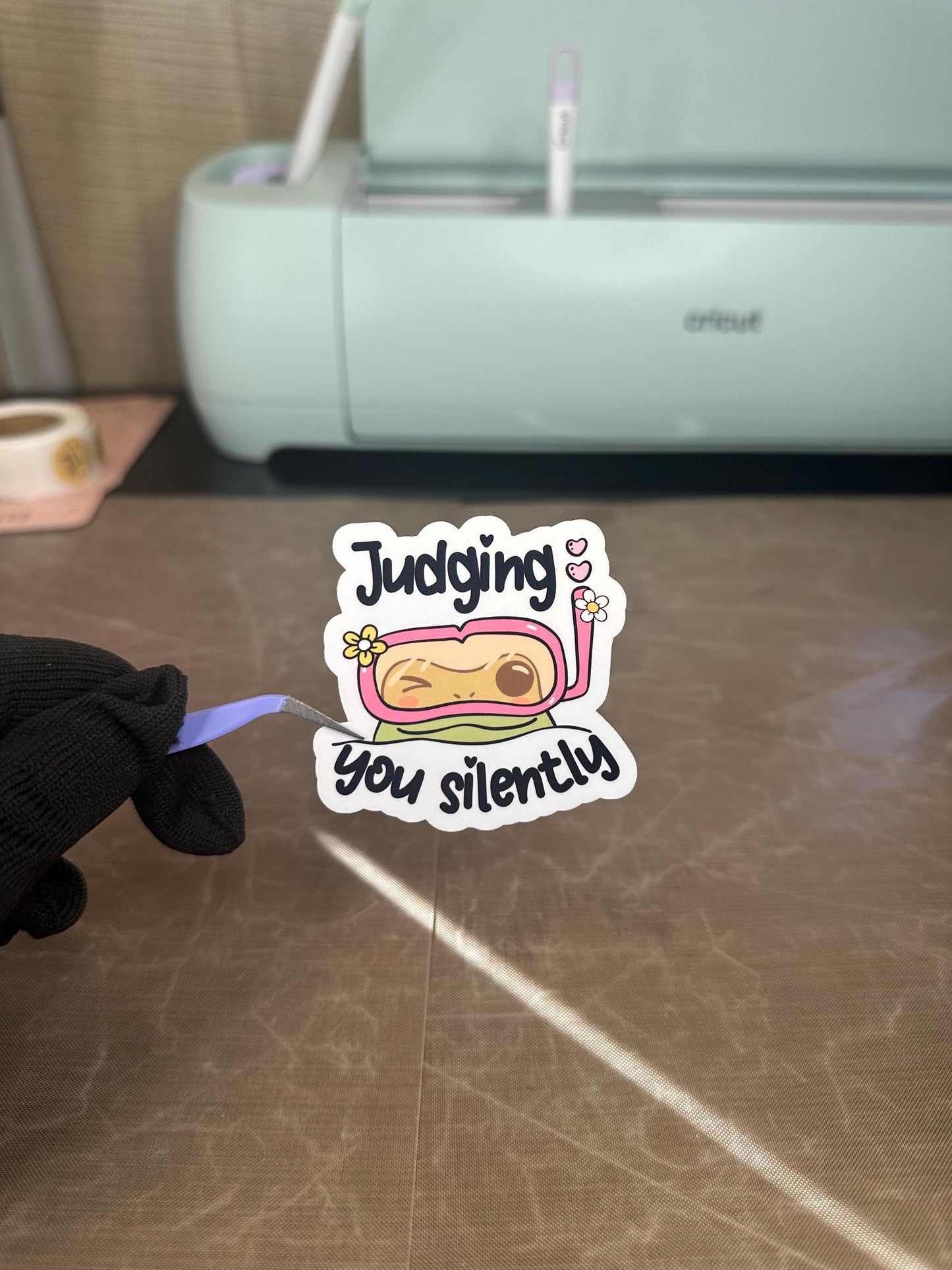 Judging You Silently | Funny Adult Humor Sticker | Laptop, Kindle Accessory