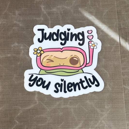 Judging You Silently | Funny Adult Humor Sticker | Laptop, Kindle Accessory