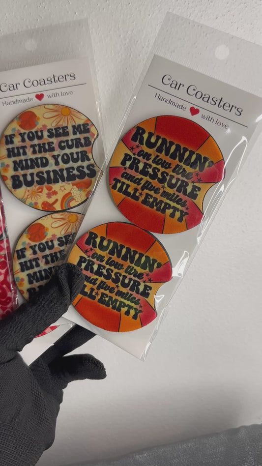 Funny Car Coasters | Cute Car Accessories | Fun Car Accessory | Holiday Gifts | Cup Coaster Set | Neoprene